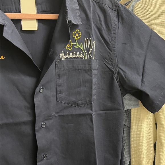 Service Works Men's Navy Blue Embroidered Casual Camp Shirt - Picture 6 of 8
